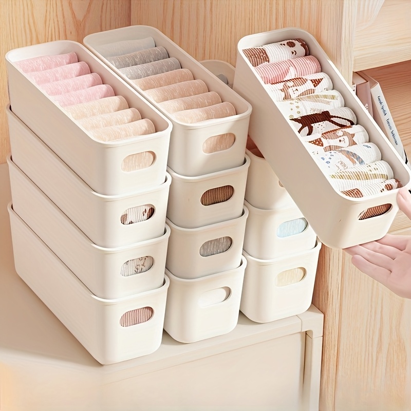 Baby Clothing Organizer - 4 Buah Kotak Penyimpanan Plastik Putih-Cocok