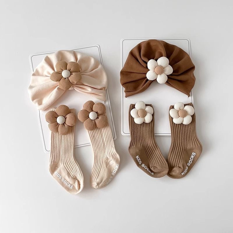 Toddler Sock Set - 2 Buah/Set Kaus Kaki Topi Turban