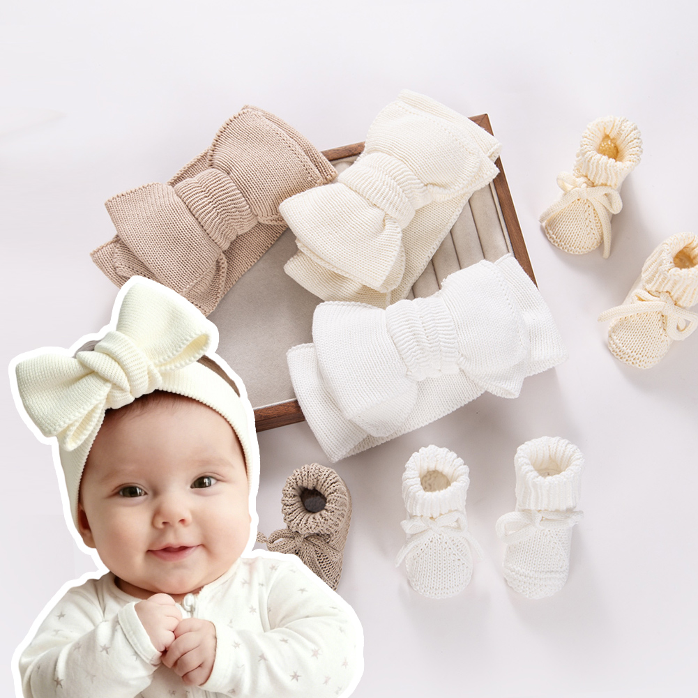 Toddler Sock Set - 2Pcs/Set Ikat Kepala Bayi Rajutan Tebal