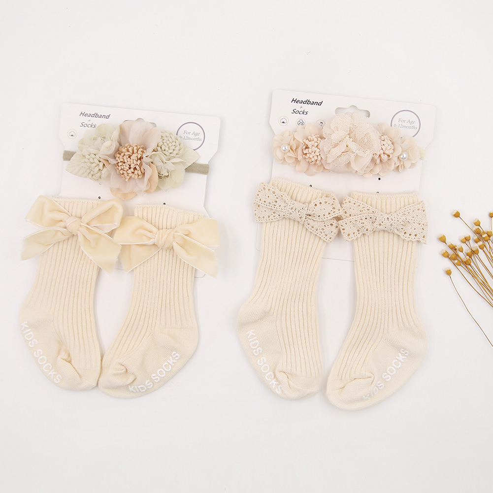 Bando bunga Latte krim Ins, 3  - Toddler Sock Set ulasan dan harga